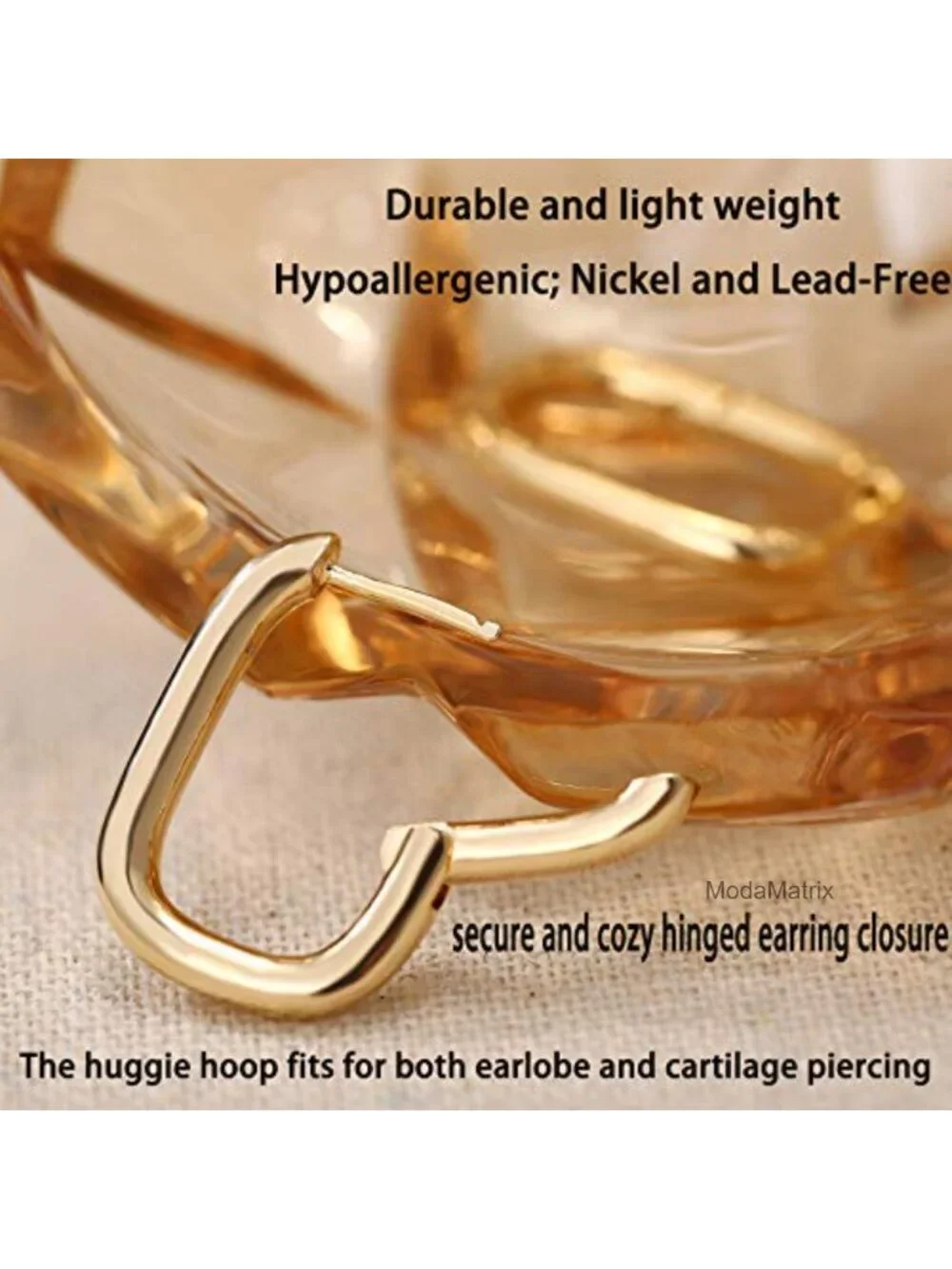 6 Pairs 14K Gold-plated Hoop Earrings Lightweight Hypoallergenic Set